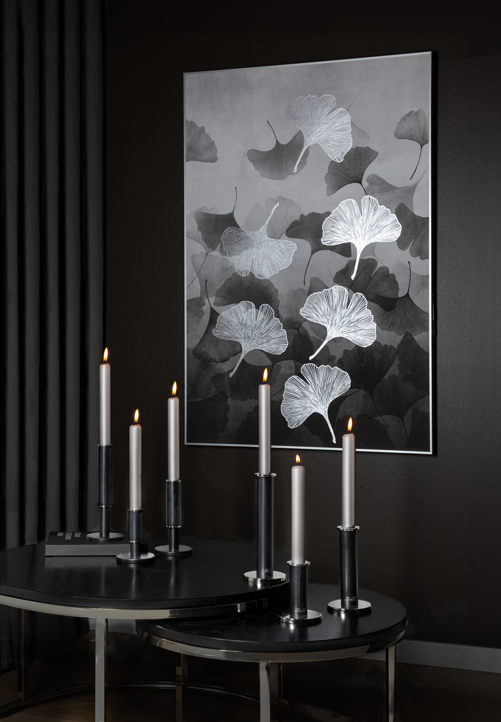 Stabkerze Candle grau metallic