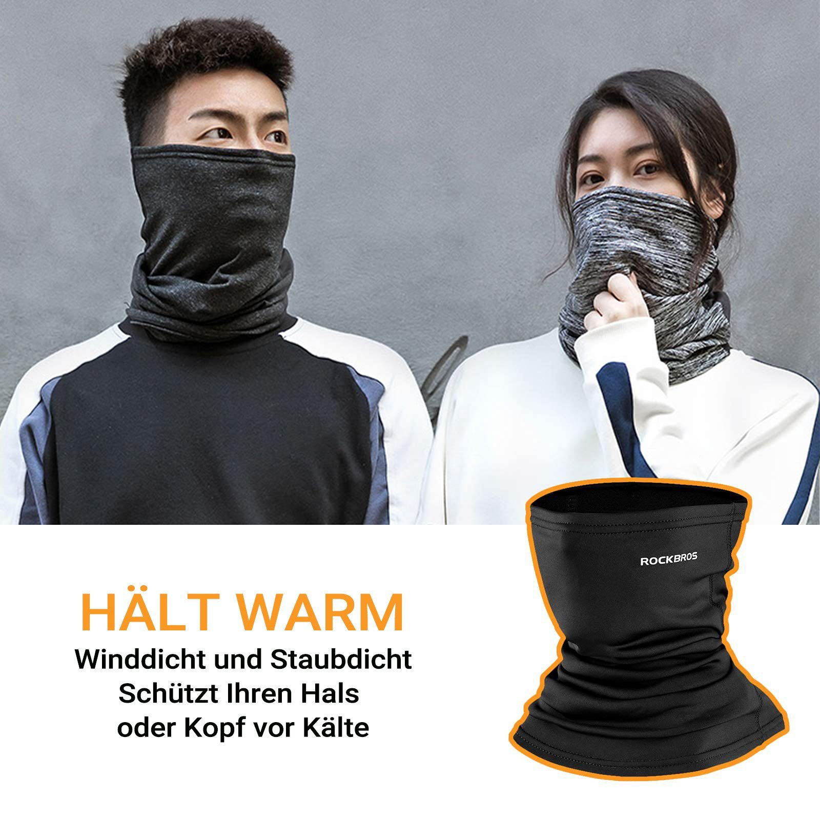 ROCKBROS Multifunktionstuch Sturmhaube Nackenwärmer Winterdicht Warm Halstuch Schlauchtuch, (Hochelastisch Atmungsaktiv, Gesichtsbedeckung Balaclavas für Radfahren Herren/Damen)