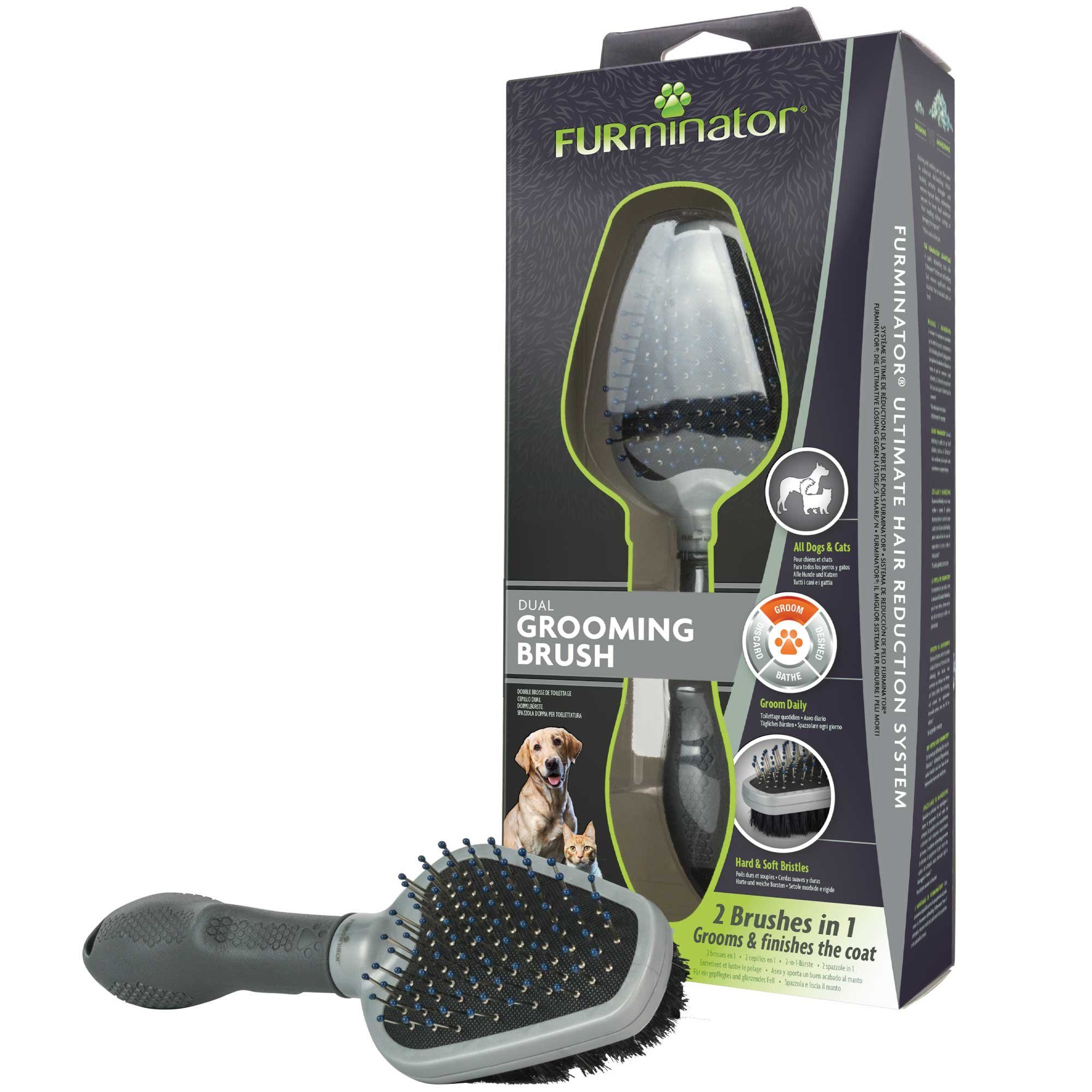 FURminator Fellbürste Furminator® Doppelbürste, 2in1 Fell- und Hautpflegebürste