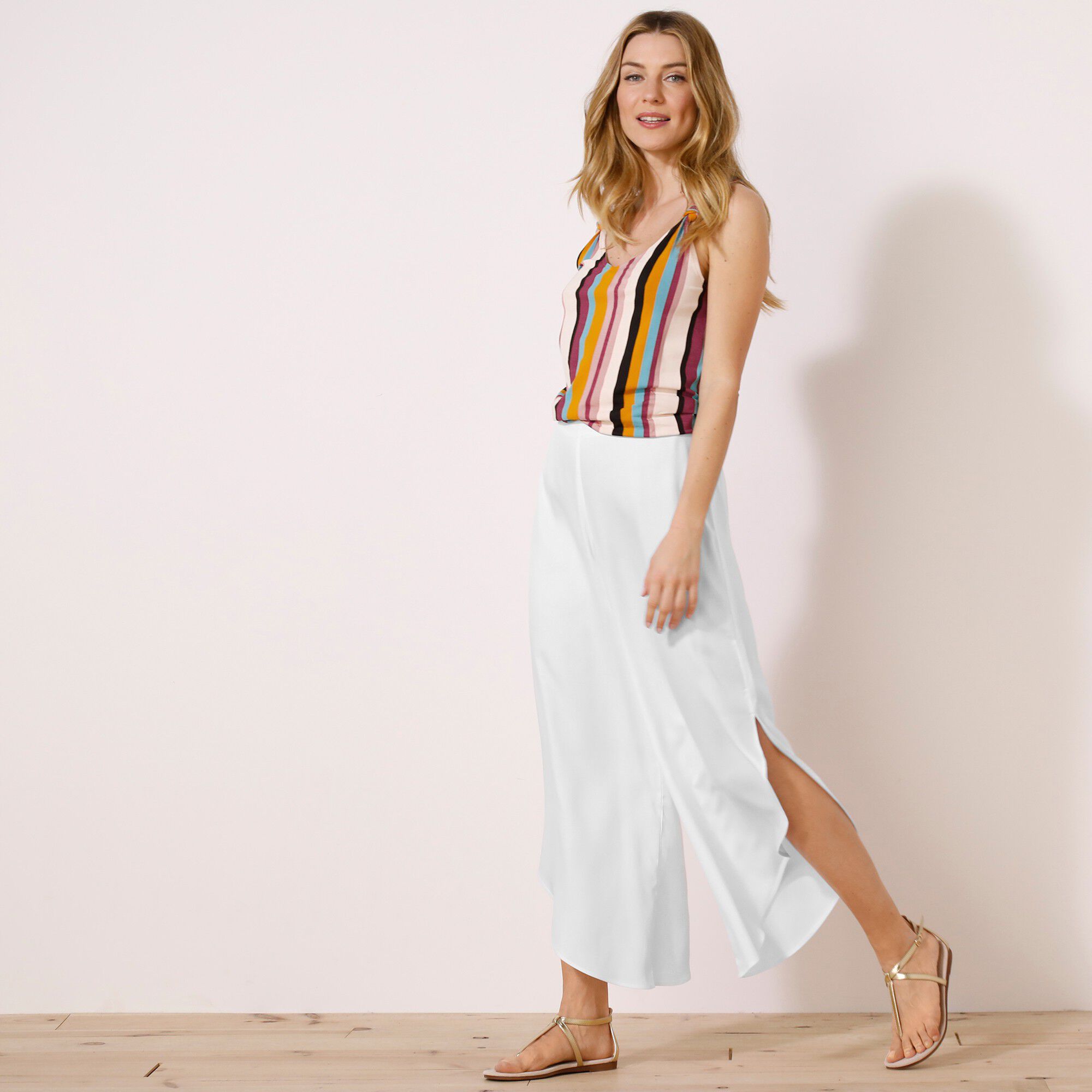 Pantalon large fendu