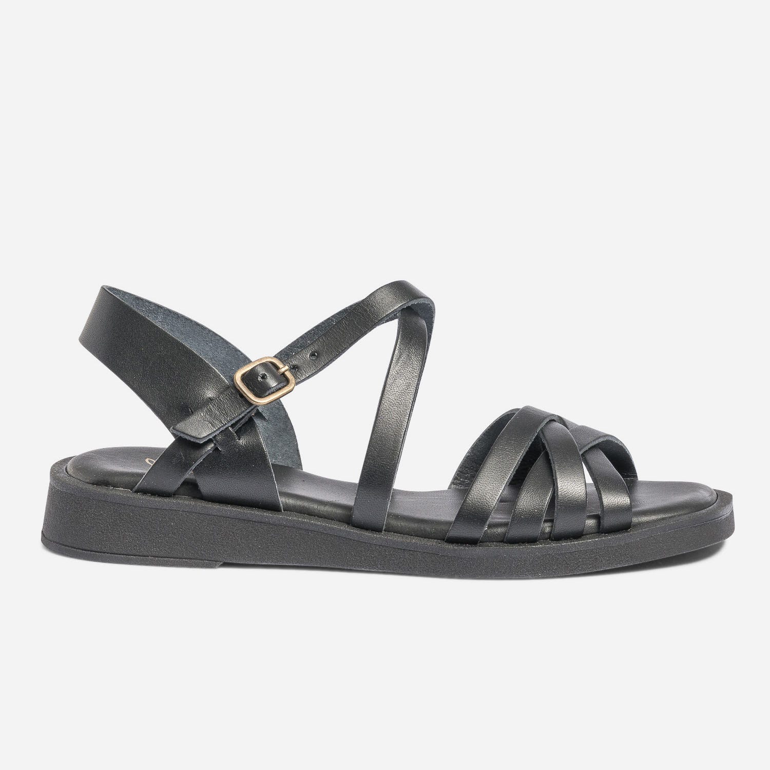 Sandale noire en cuir éco-conçue
