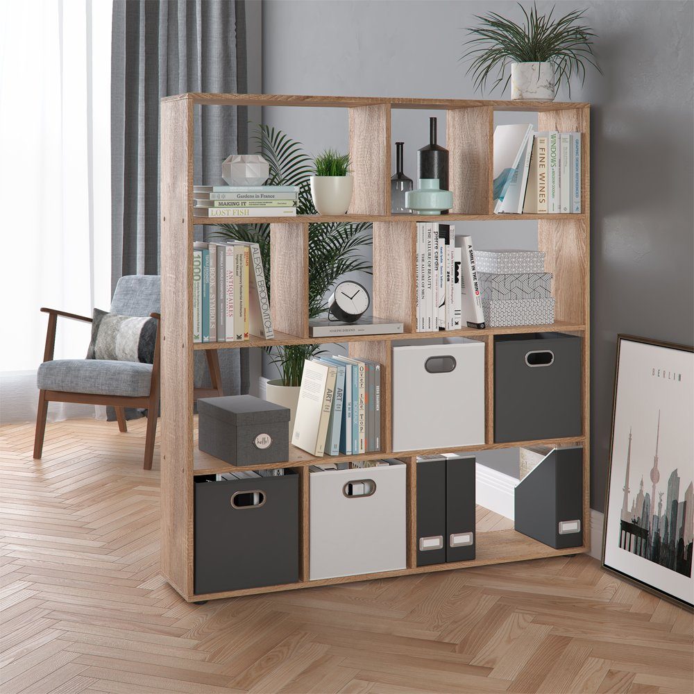 Vicco Raumteiler Bücherregal Standregal PILAR 12 Fächer Sonoma