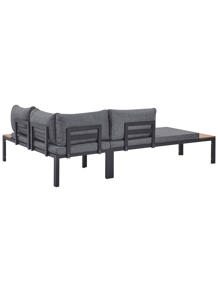Beliani 3-tlg Lounge Set PIENZA in Grau/Schwarz/Heller Holzfarbton günstig kaufen onesize