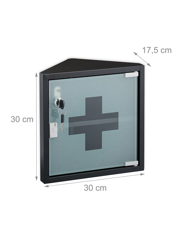 relaxdays Medizinschrank in Schwarz - (B)30 x (H)30 x (T)17,5 cm günstig kaufen onesize