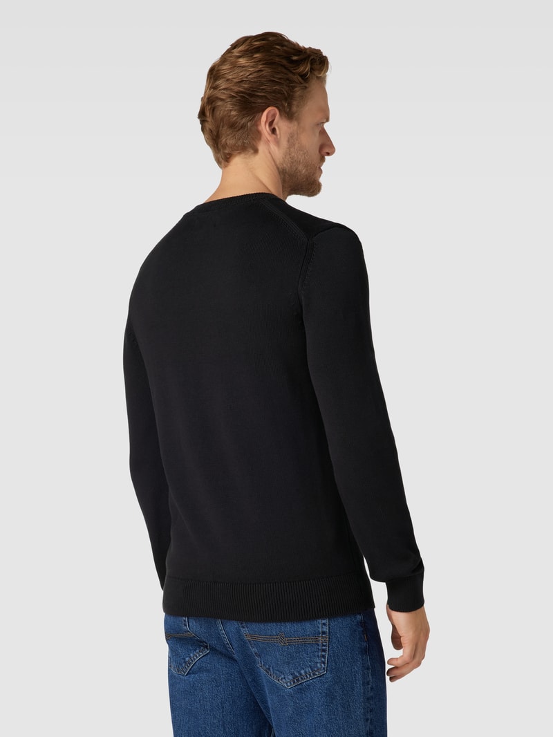 Strickpullover mit Label-Stitching in schwarz