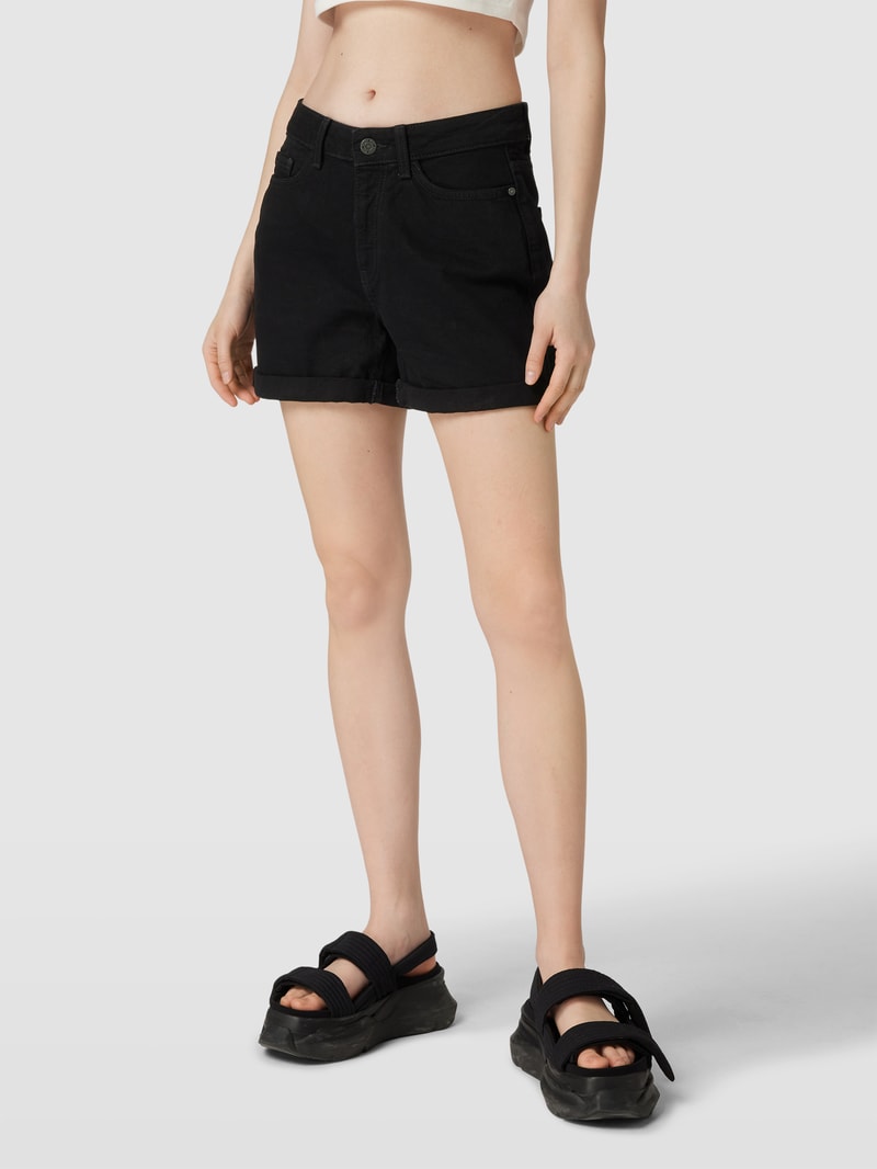 Jeansshorts mit fixierten Beinumschlägen Modell 'SMILEY' in schwarz