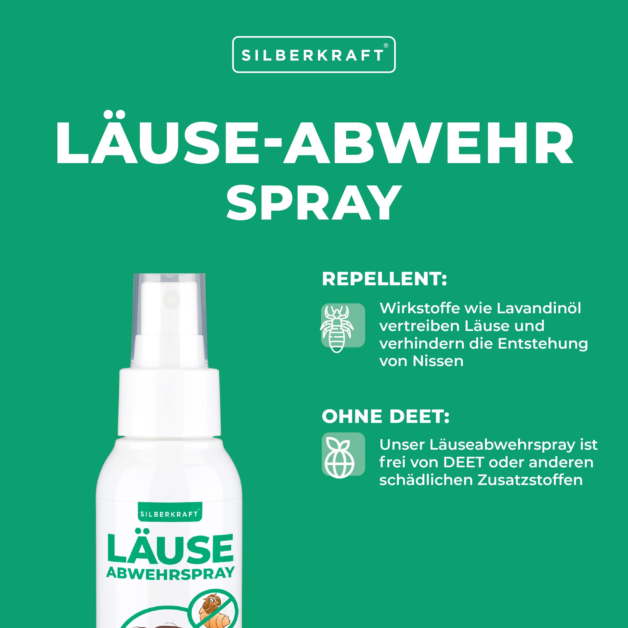 Silberkraft Insektenspray Kopfläusespray, Läuseabwehrspray, 100 ml, 1-St.