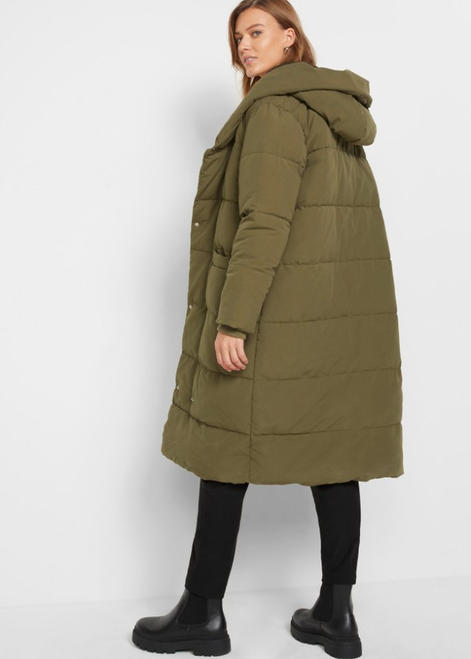 Wattierter Oversize-Mantel mit Kapuze, aus recyceltem Polyester