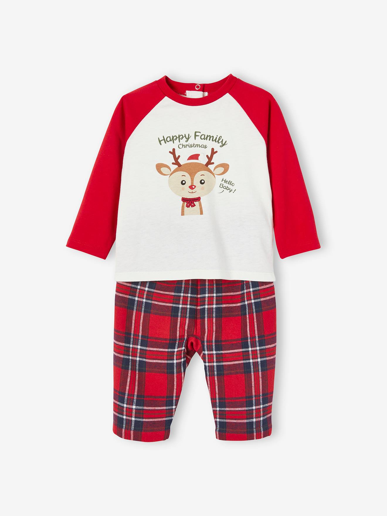 Vertbaudet Baby Weihnachts-Schlafanzug Capsule Collection HAPPY FAMILY Oeko-Tex - wollweiß