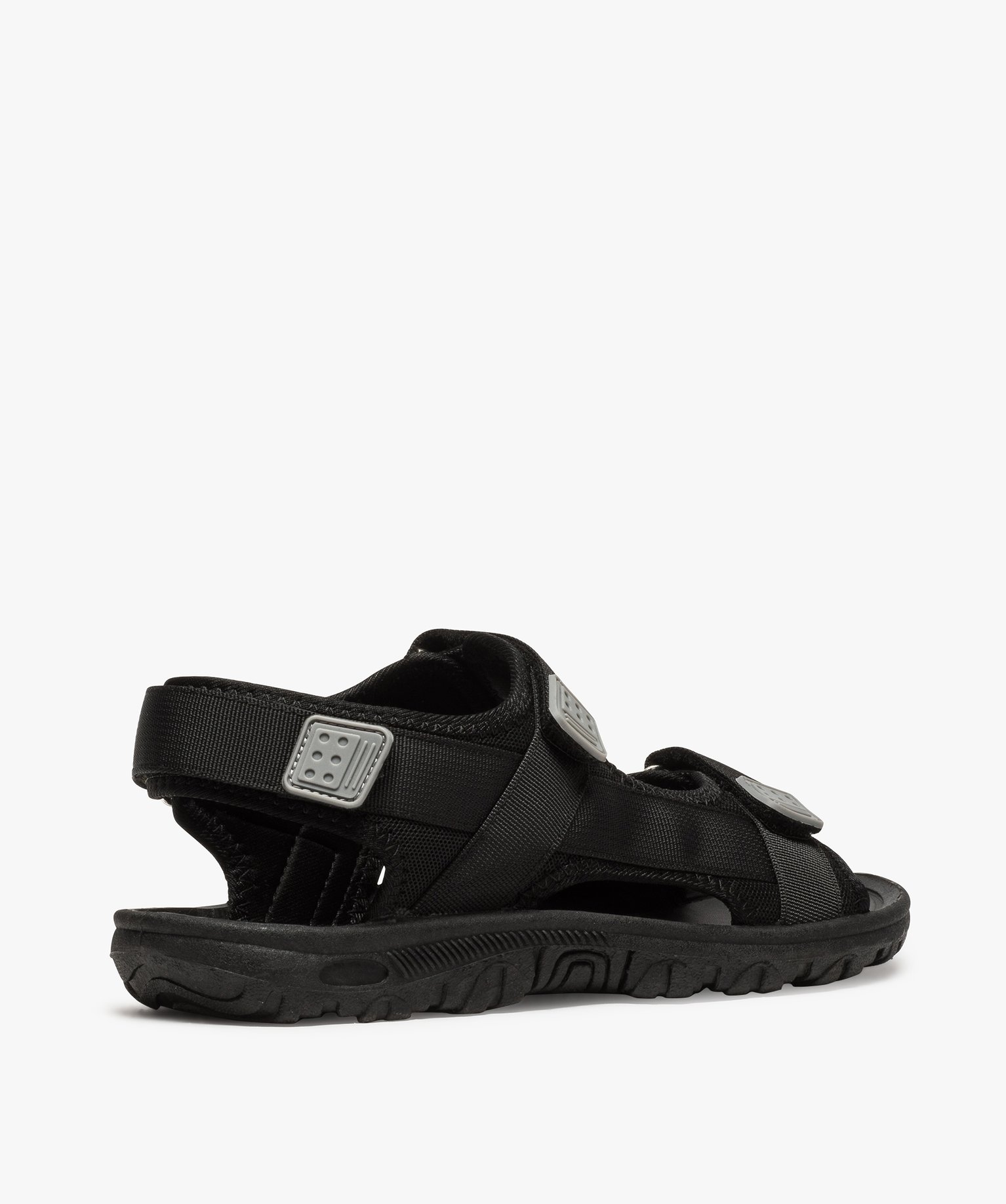 Sandales homme en textile fermeture trois bandes scratch noir | GEMO