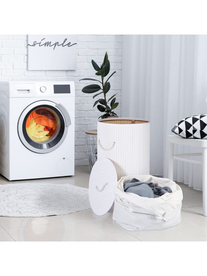 relaxdays 2x Wäschekorb in Natur/ Weiß - Je 80 l günstig kaufen onesize