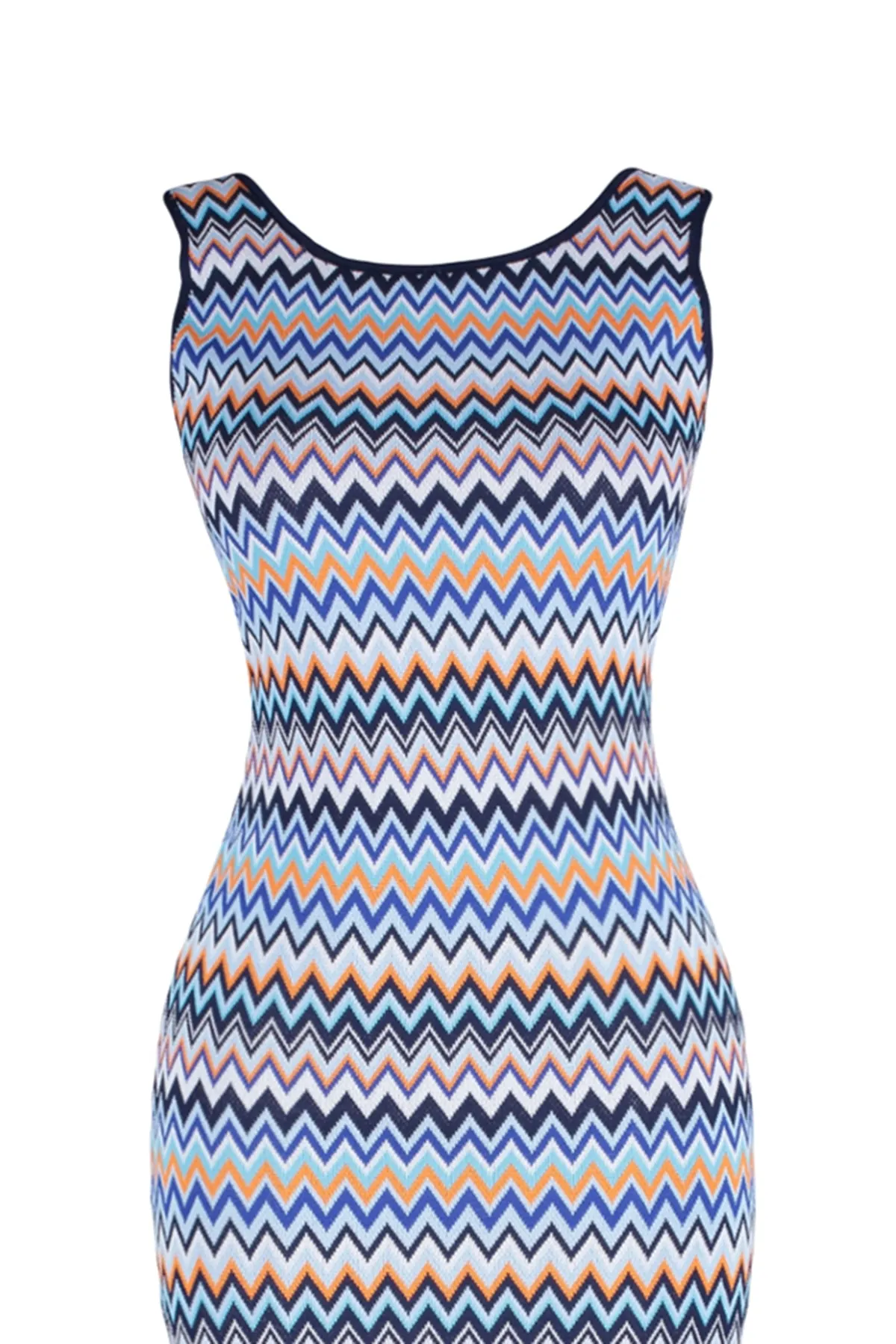 Trendyol Collection  Marineblaues Maxi-Strickkleid mit Farbblockmuster TWOSS23EL00678