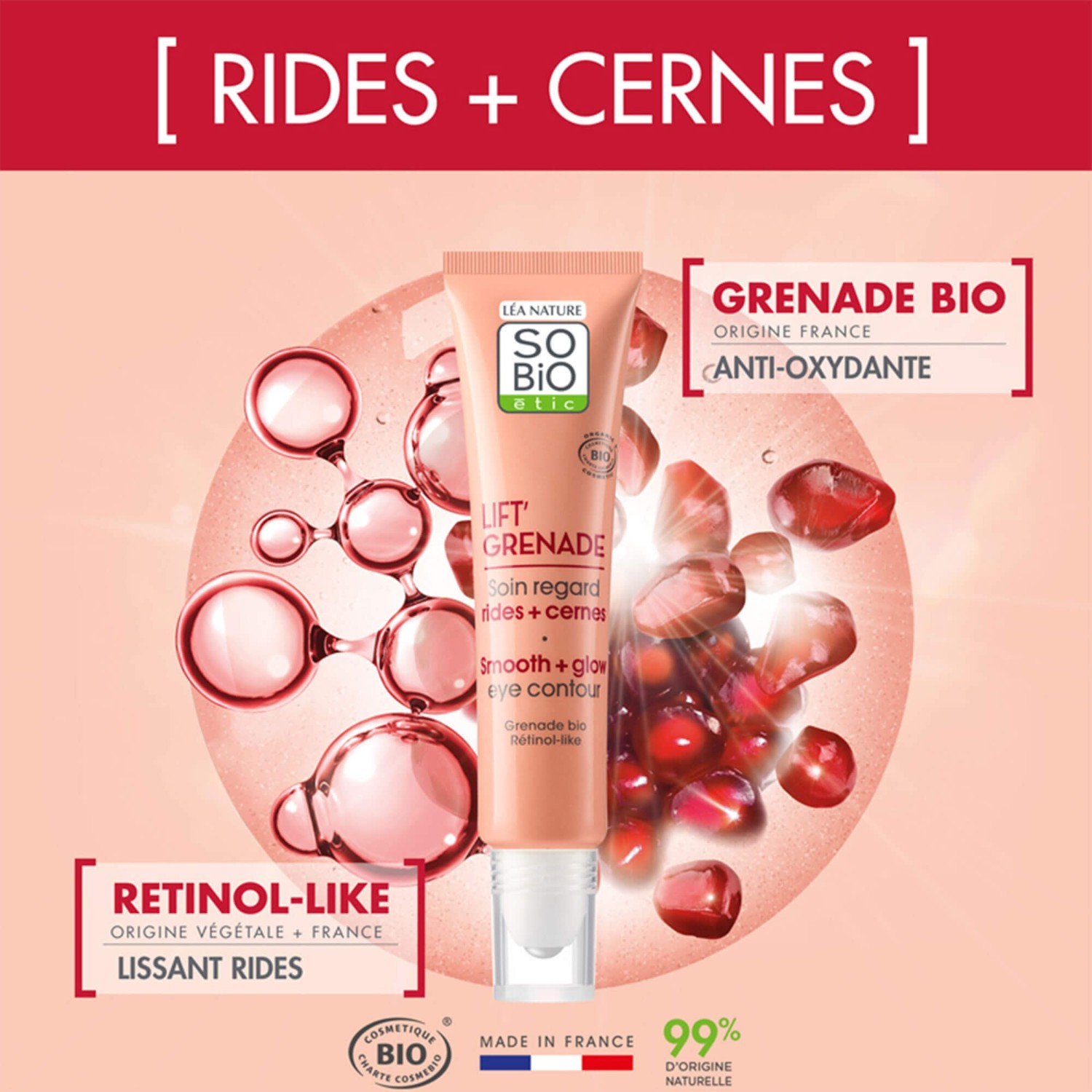 SO Bio étique soin contour des yeux contre les rides et les cernes, Lift'Grenade