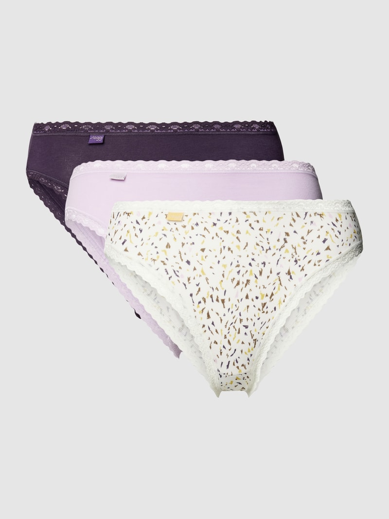 Slip im 3er-Pack mit Muschelsaum Modell 'Tai' in lavendel