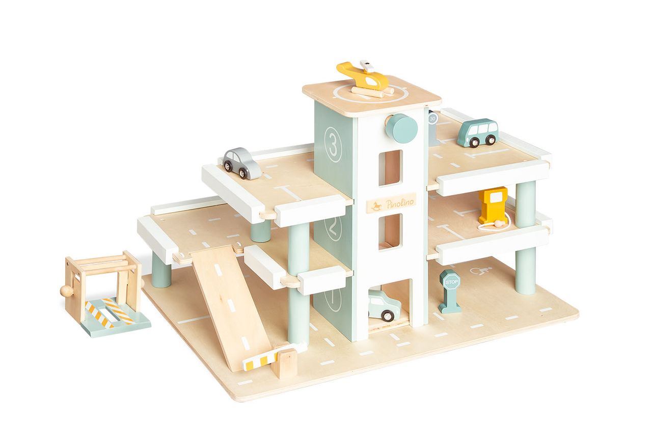 Pinolino Kinderträume Pinolino Parkhaus mit Zubehör Holzspielzeug Kinderparkhaus