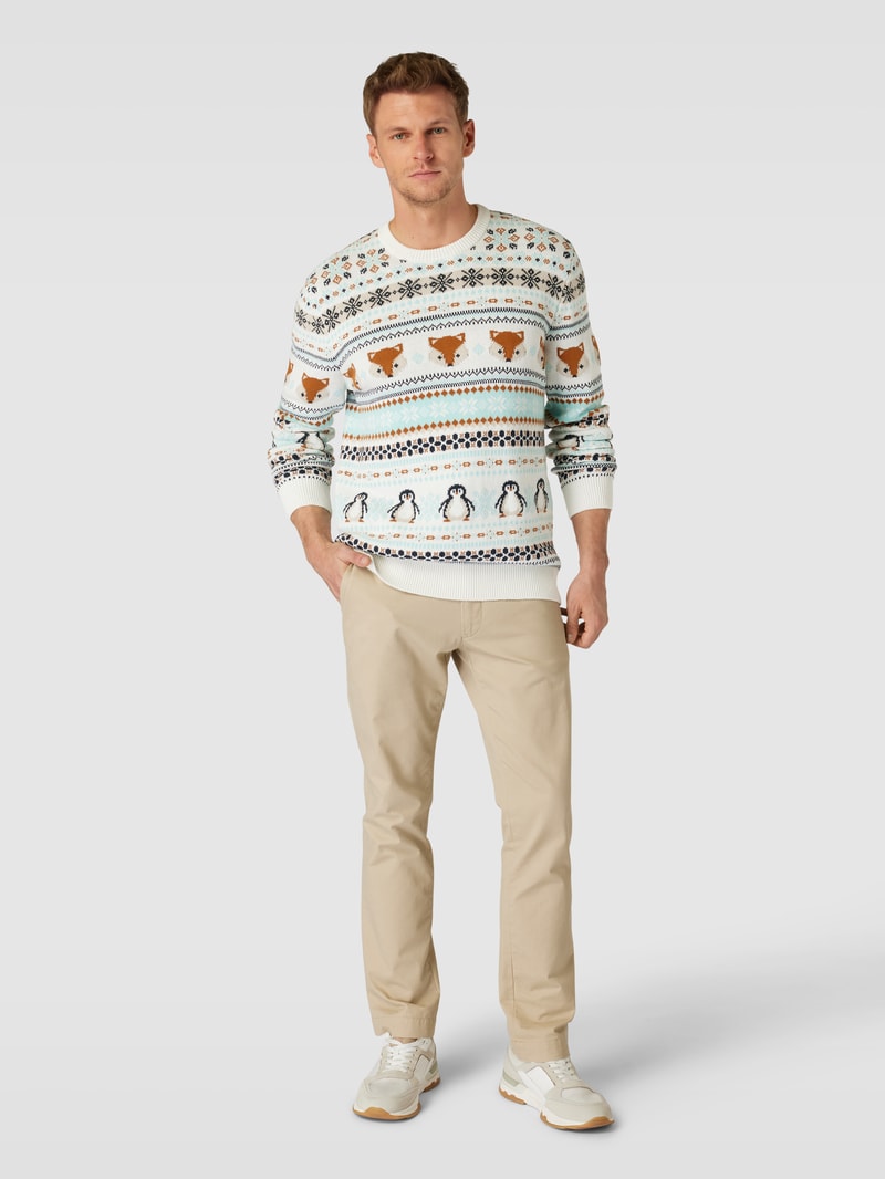 Strickpullover mit Allover-Muster Modell 'CARLOS' in offwhite