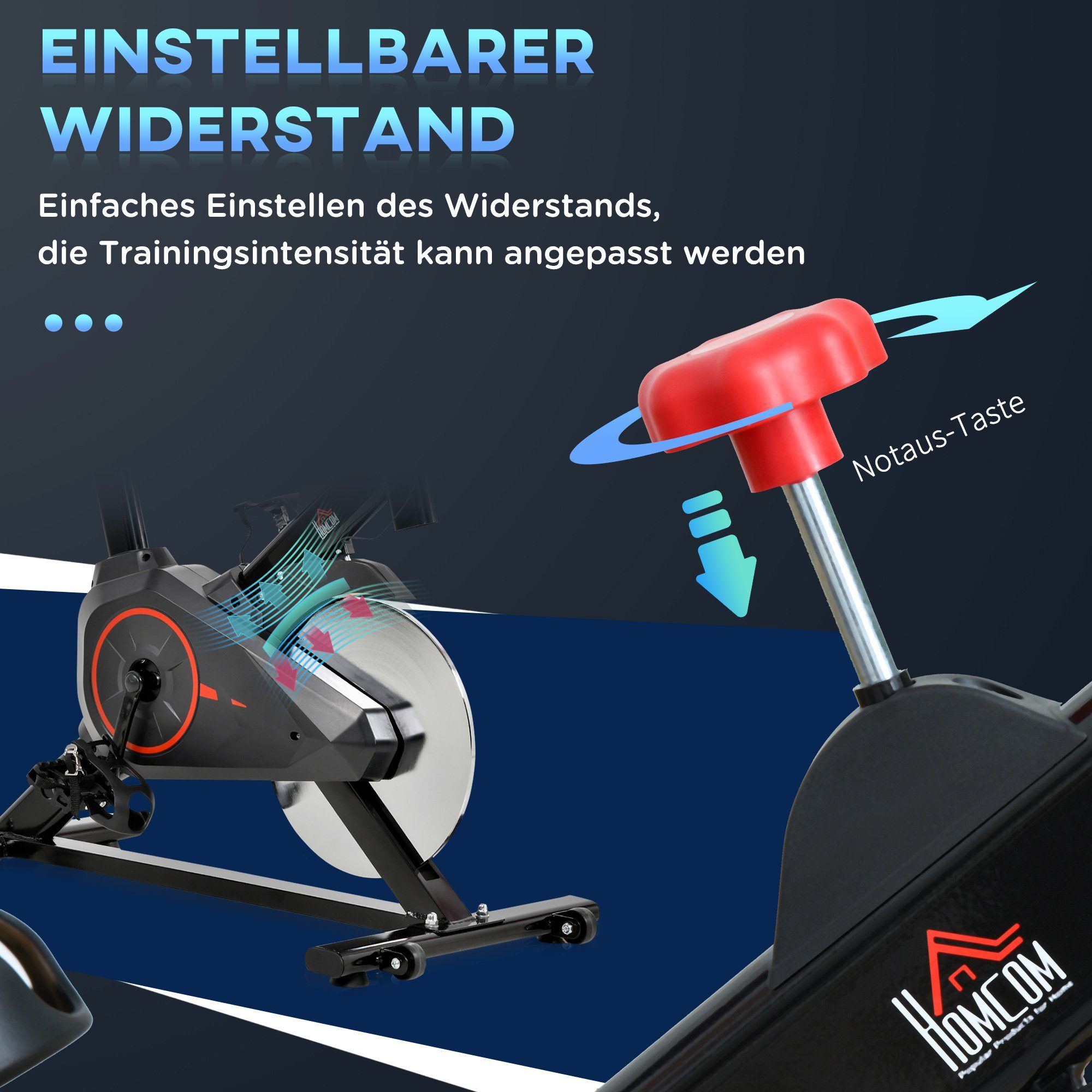 HOMCOM Heimtrainer Indoor Cycling Bike Trainer Home Gym Fahrradtrainer (1-tlg., Fitnessfahrrad), 85L x 46B x 114H cm