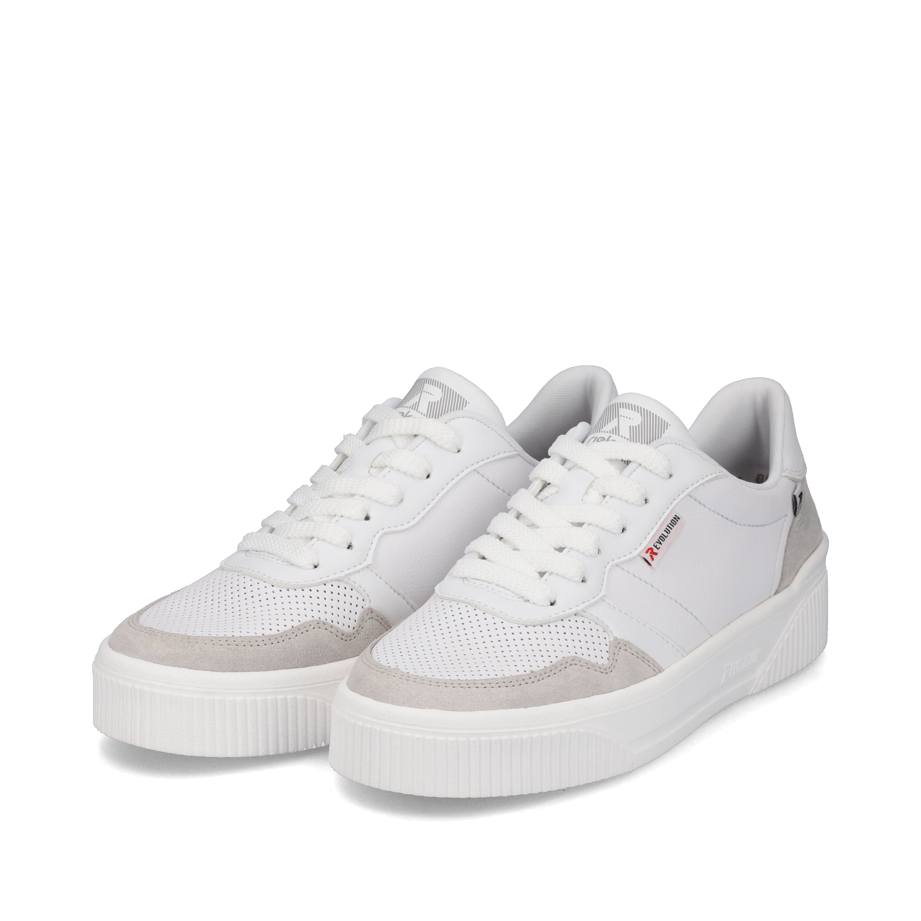 Rieker Damen Sneaker Low swan-white stone-grey