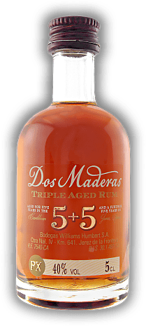 Dos Maderas Ron Anejo PX 5 + 5 Years Old 0,05 Liter Dos Maderas Ron Anejo PX 5 + 5 Years Old 0,05 Liter  Alter 5 + 5 J. - 0,05	 Liter - Vol 40%