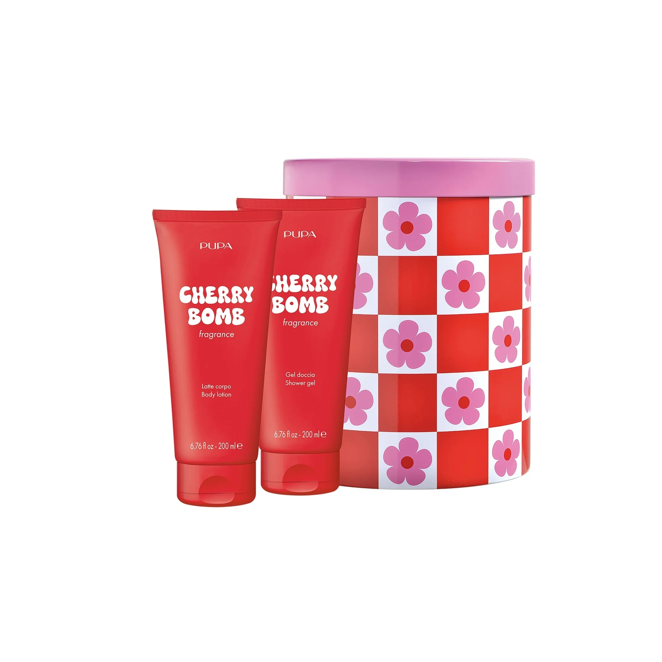 Happy Box gel za tuširanje + mlijeko za tijelo Cherry Bomb setovi - setovi za lice i tijelo, kupanje i tuširanje