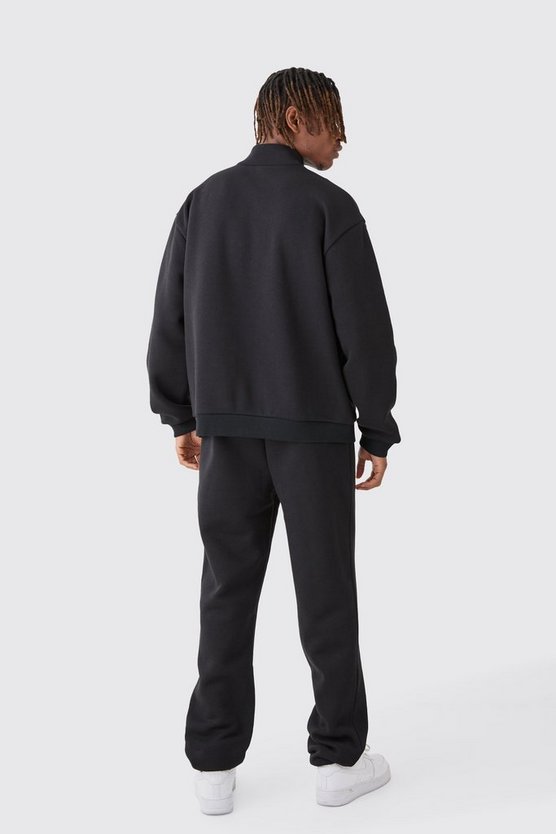 Tall kastiger Oversize Sweatshirt-Trainingsanzug mit 1/4 Reißverschluss
