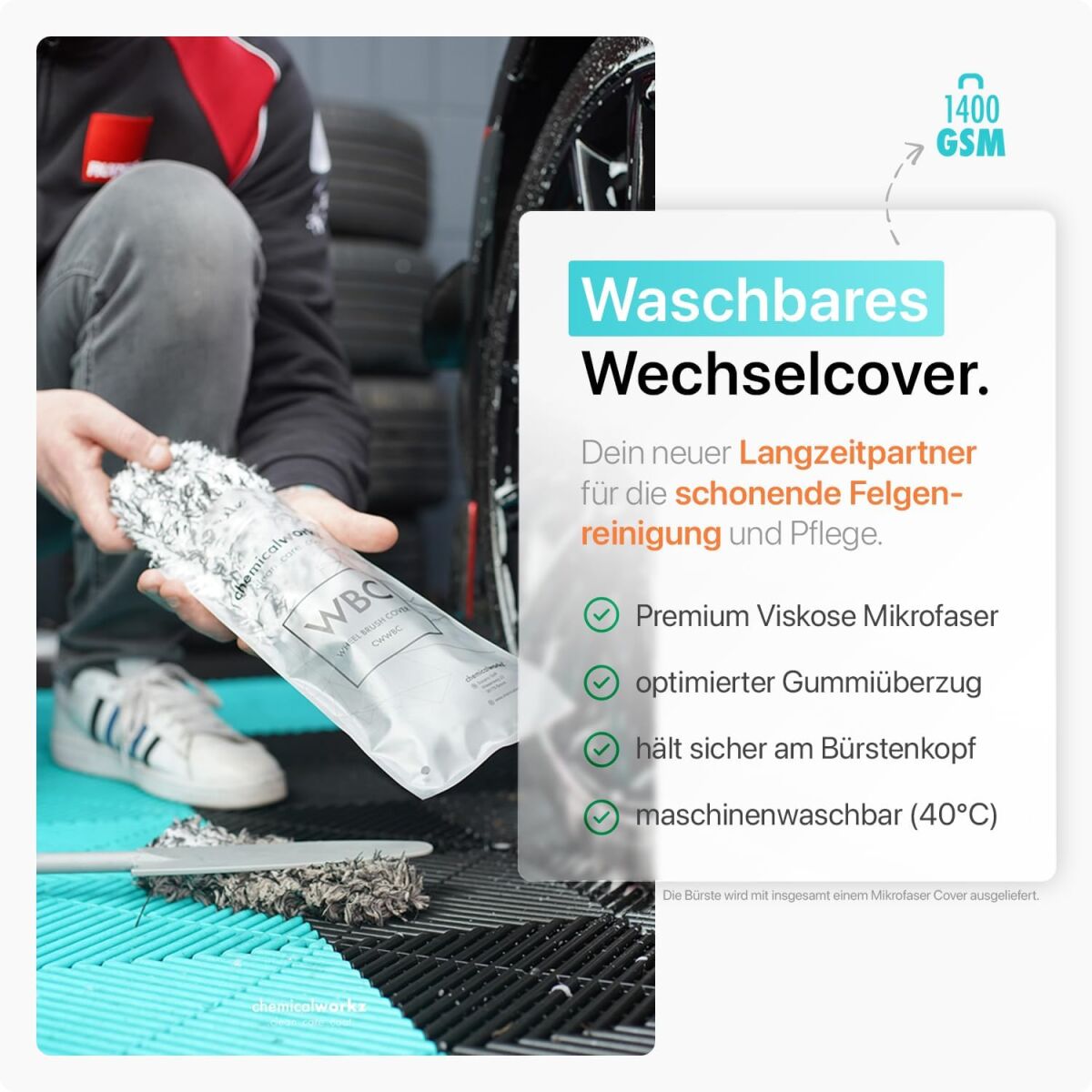 chemicalworkz Flat Wheel Brush Mikrofaser Felgenbürste