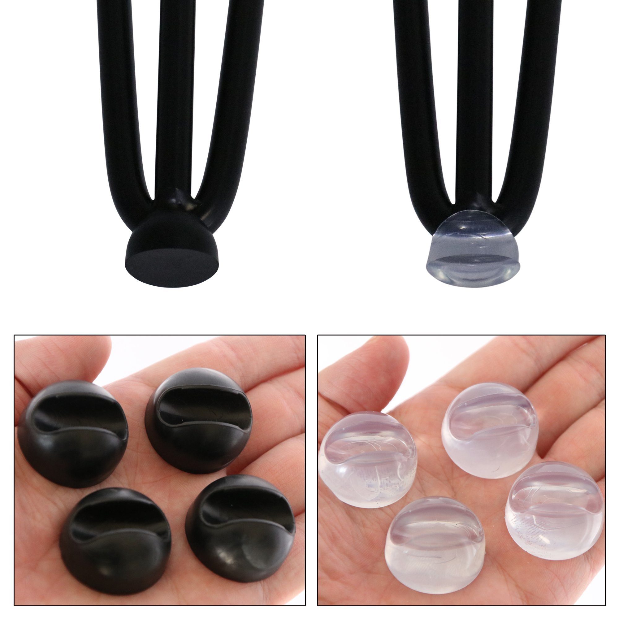 Mucola Tischbein Tischbeinschoner Bodenschutz 4er Set Hairpin 12mm Schwarz Transparent, Rutschfest