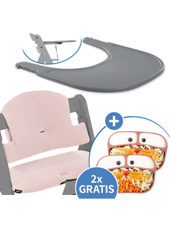 Hauck 5-tlg. Essbrett-Set für Alpha Plus - Click Tray   in grau,rosa günstig kaufen onesize