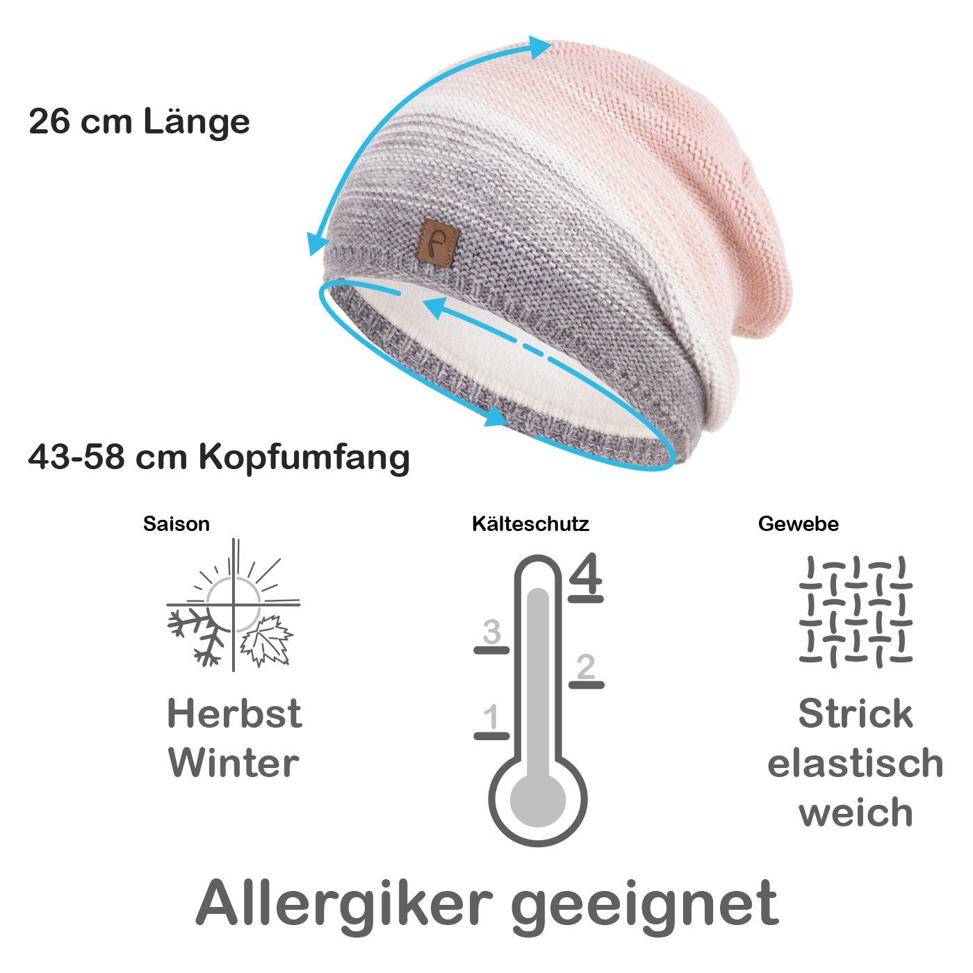 Faera Strickmütze Wintermütze Damen Mütze Beanie Haube gefüttert Winter Damenmütze