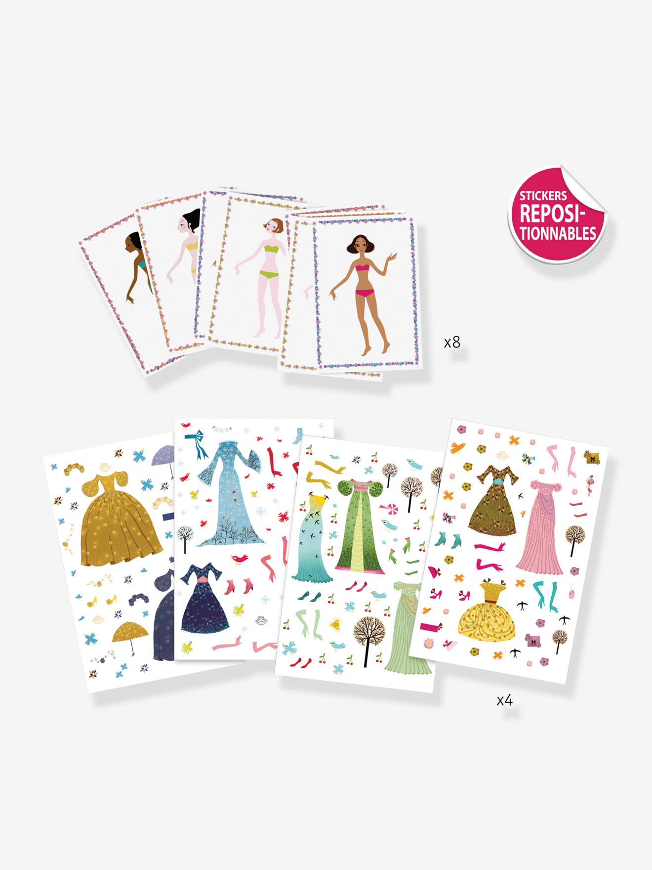 Stickers repositionnables Robes des 4 saisons DJECO rose