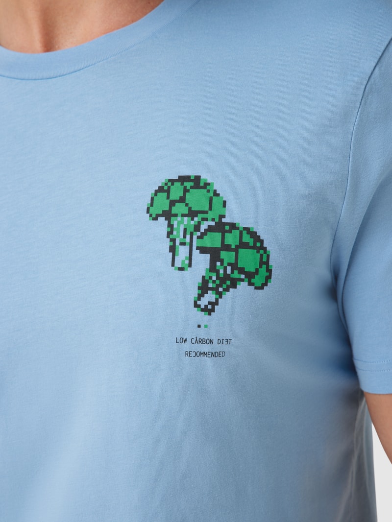 T-Shirt mit Motiv-Print Modell 'JAAMES LOW CARBON DIET' in hellblau