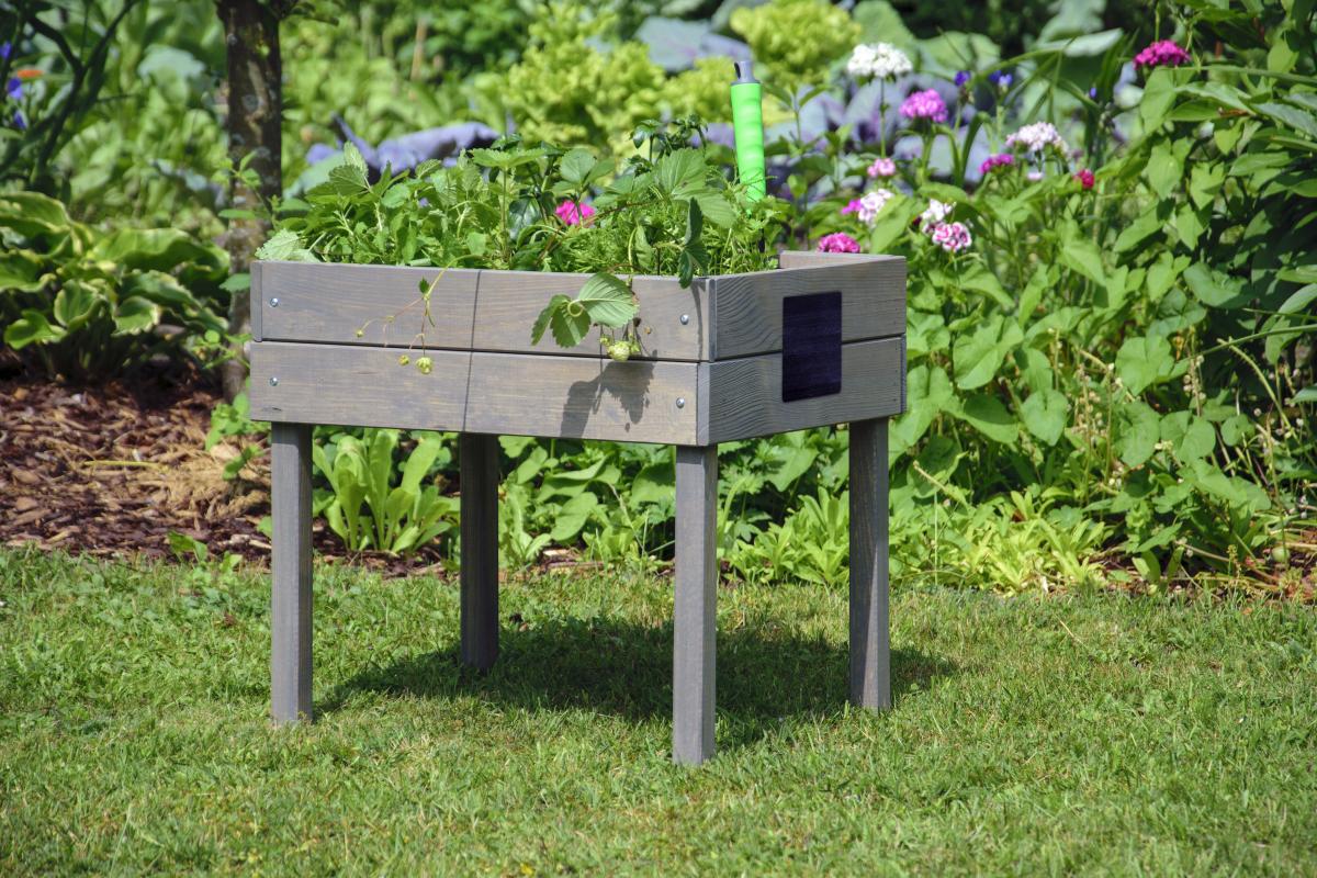 dobar Kleines Kinderhochbeet mit Kreidetafel grau