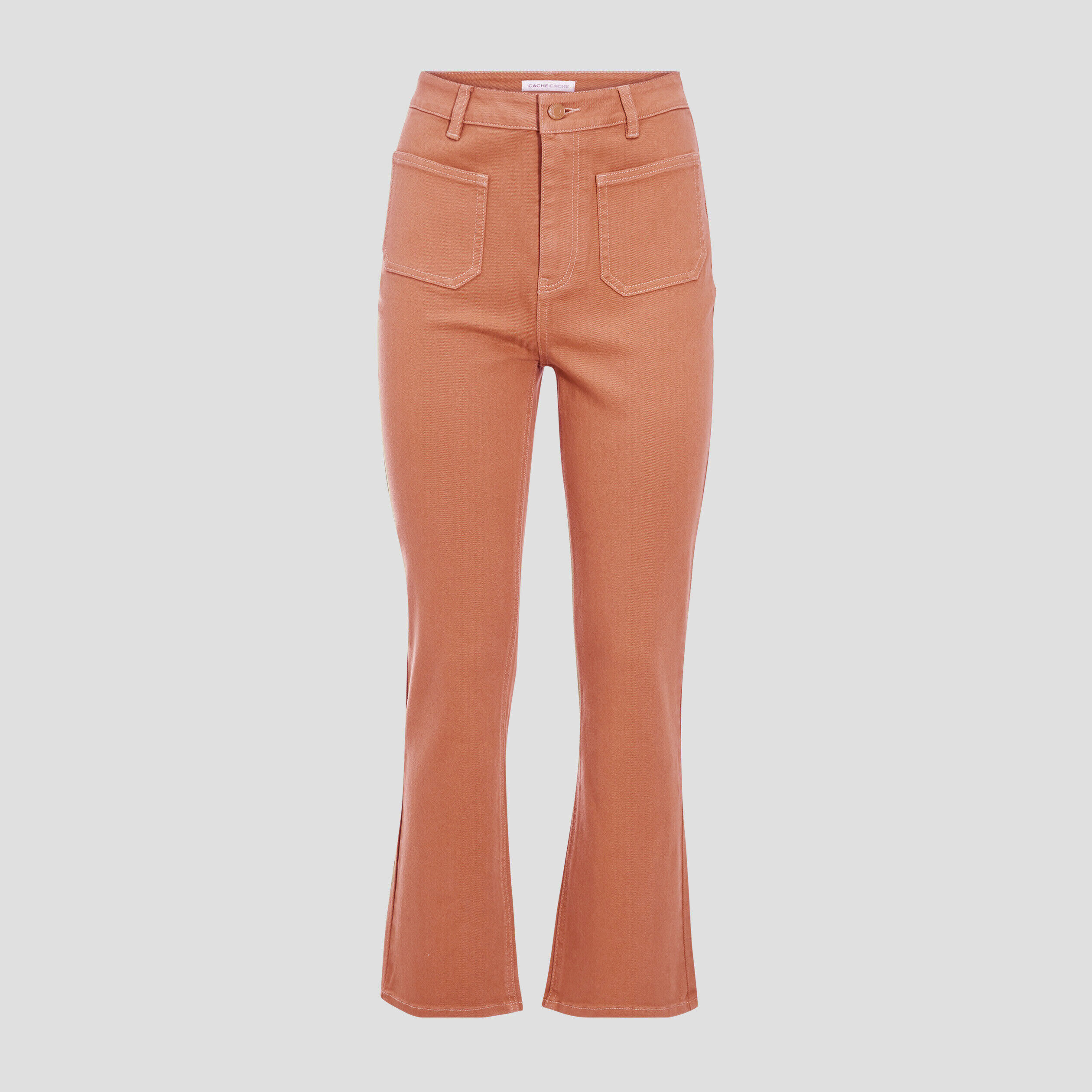 Jeans flare poches plaquées beige femme | Cache Cache
