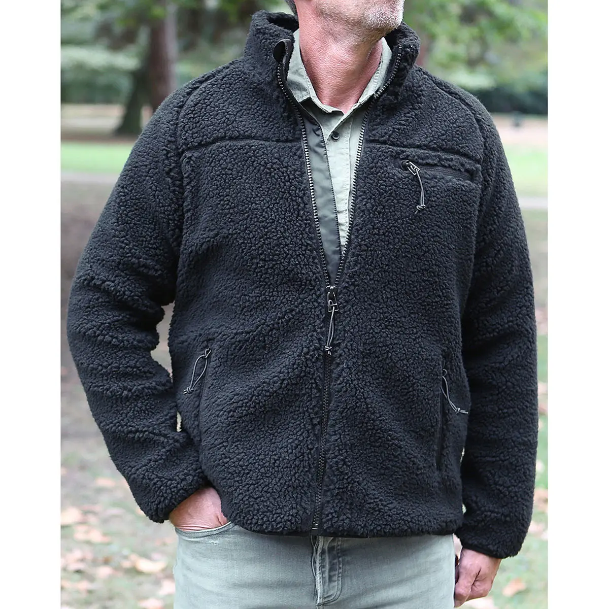 Teddyfleece Jacke schwarz