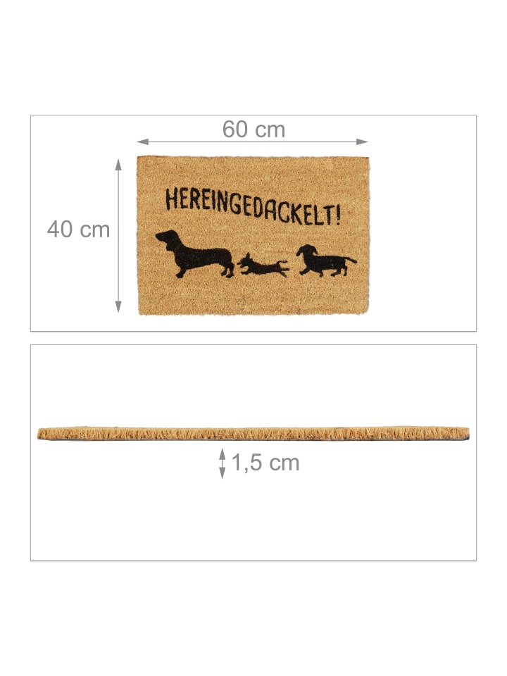 relaxdays Fußmatte Hereingedackelt in Braun - (B)60 x (T)40 cm günstig kaufen onesize