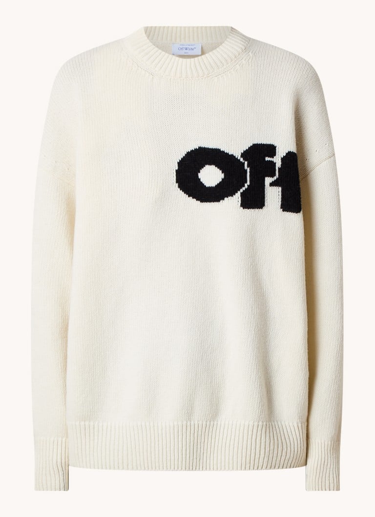 Off-White  Intarsio fijngebreide trui in wolblend met ingebreid logo