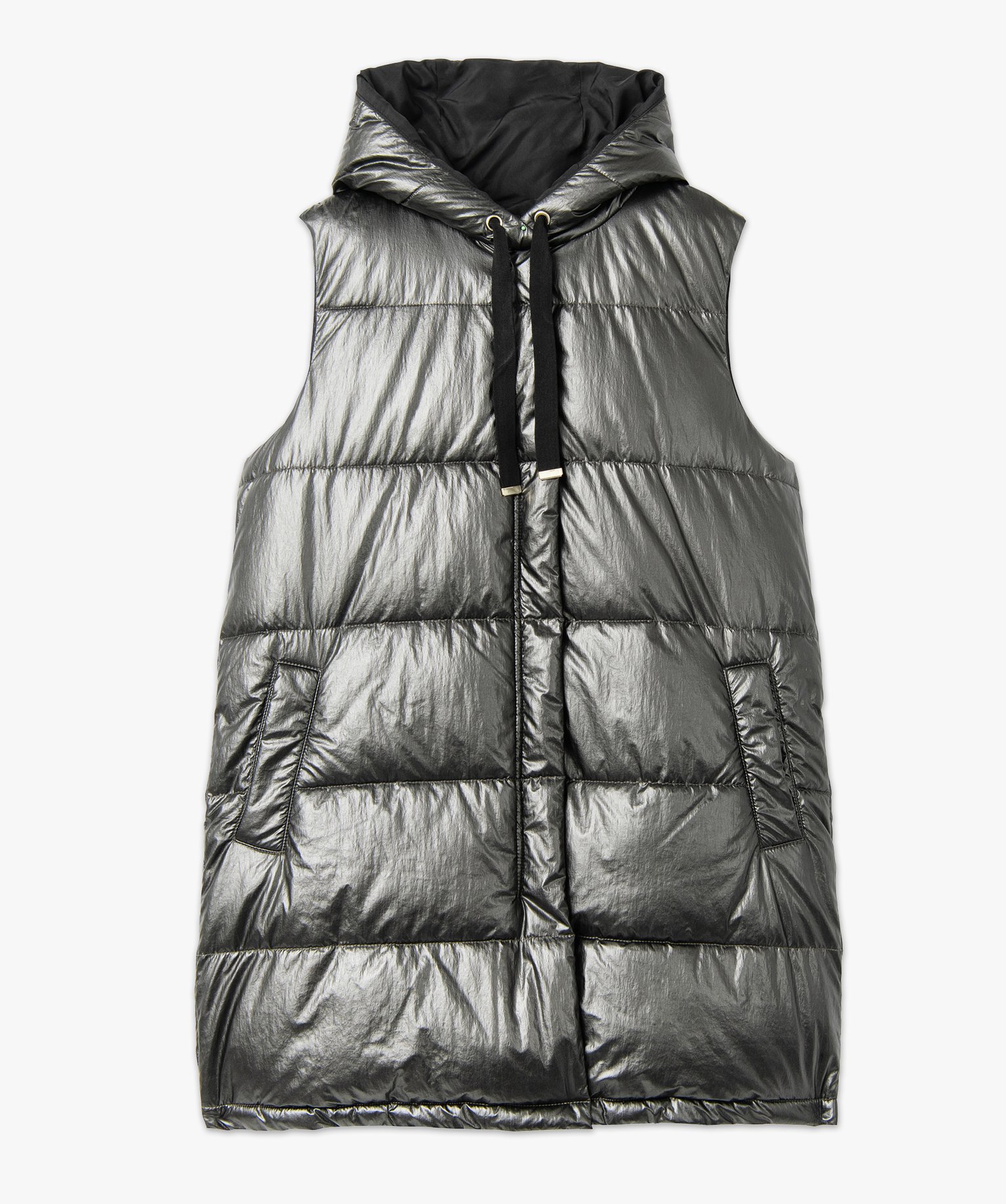 Blouson matelassé à capuche femme grande taille gris | GEMO