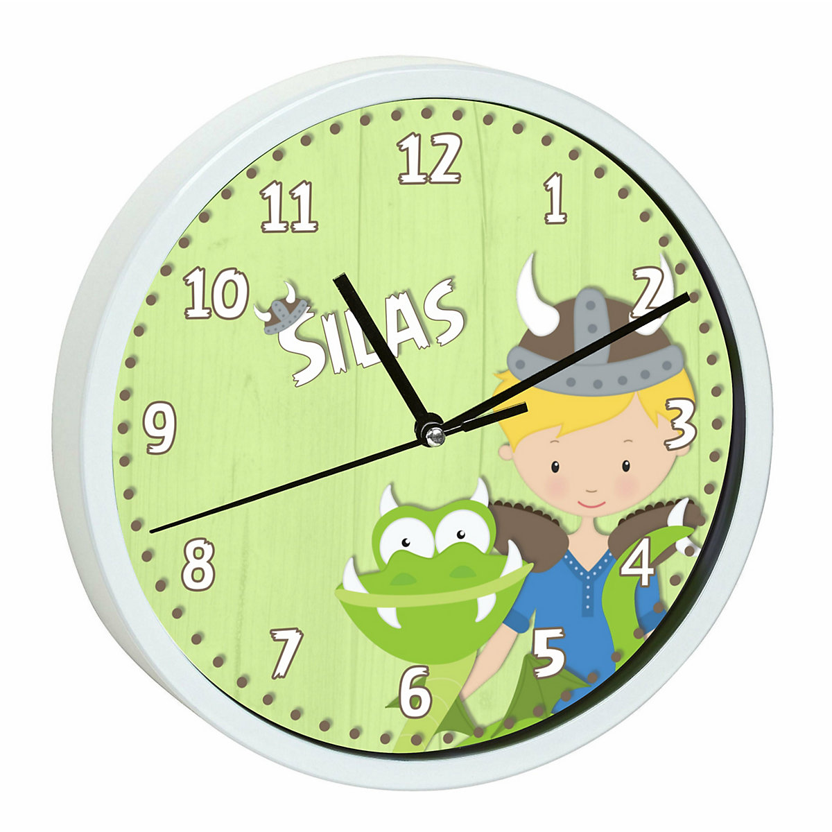 Kinder Wanduhr personalisiert mit Name Wikinger