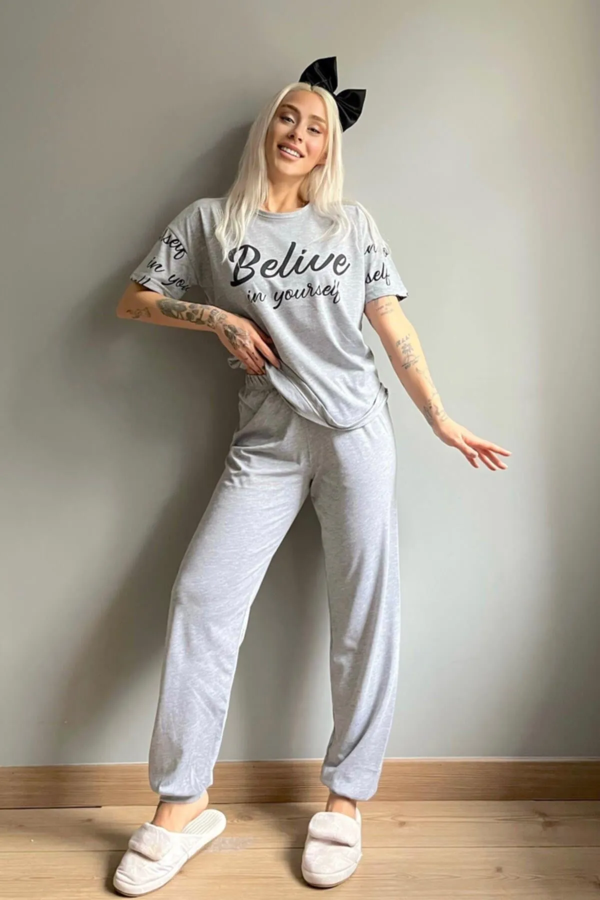 Pijamaevi  Believe bedrucktes kurzärmliges Damen-Pyjama-Set