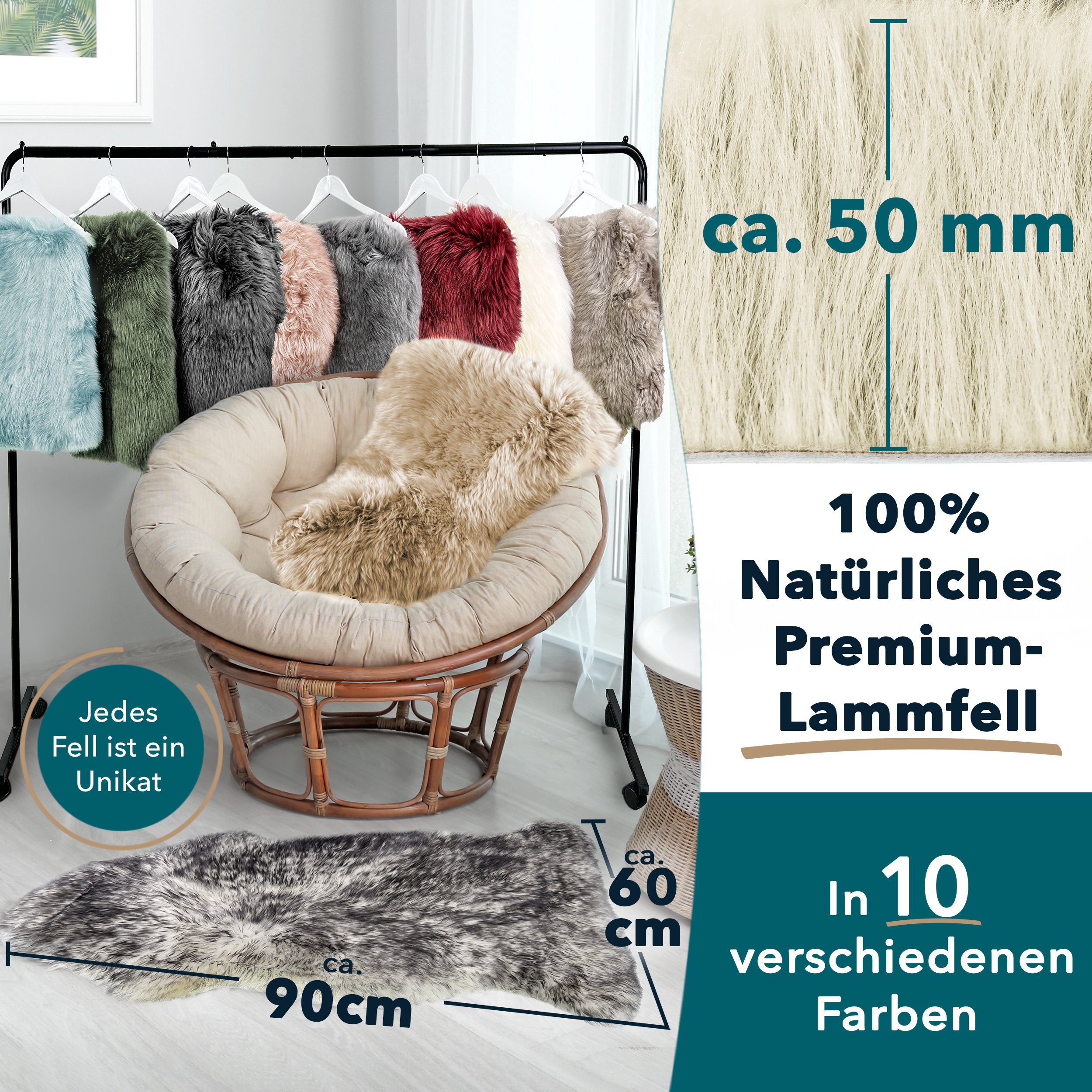 Fellteppich Echtfell Willow, Kubus, Echtfell