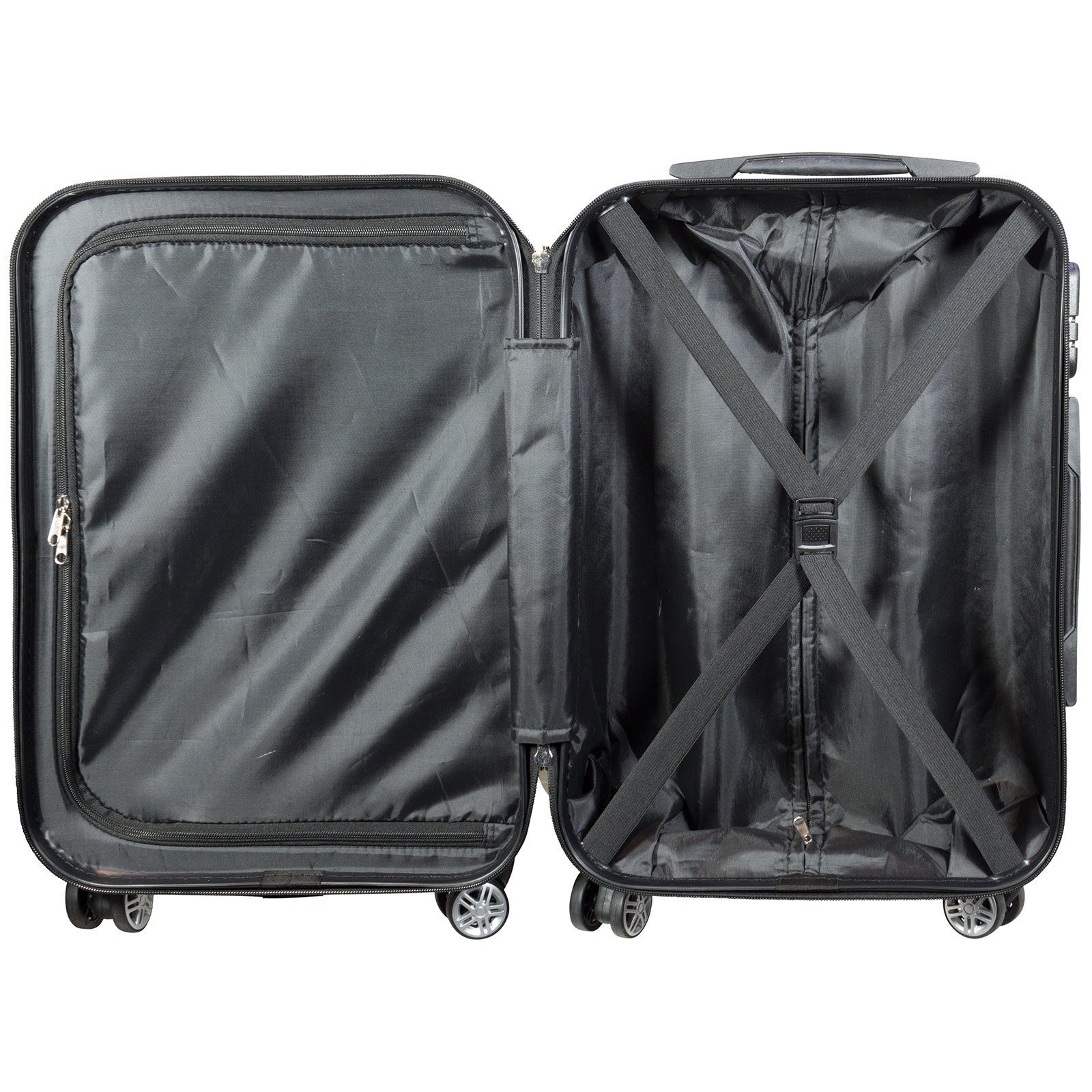 Trendyshop365 Hartschalen-Trolley New York - Freiheitsstatue, bunter Koffer mit Motiv, 3 Größen, 4 Rollen, Zahlenschloss, Polycarbonat, Dehnfalte