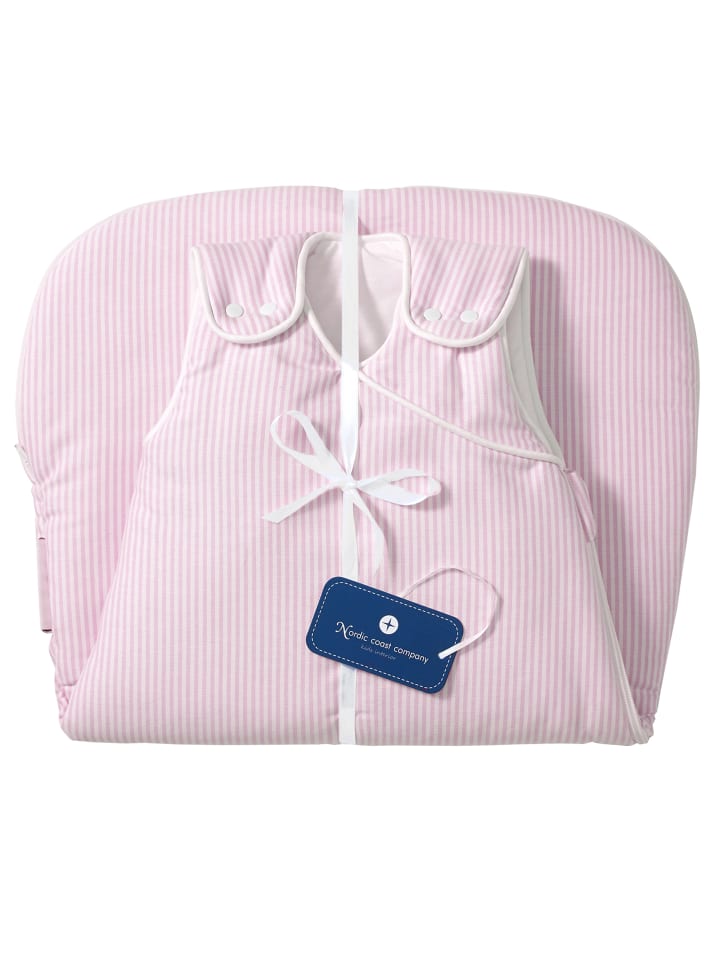 nordic coast company  Schlafsack Rosa Weiß gestreift günstig kaufen 110
