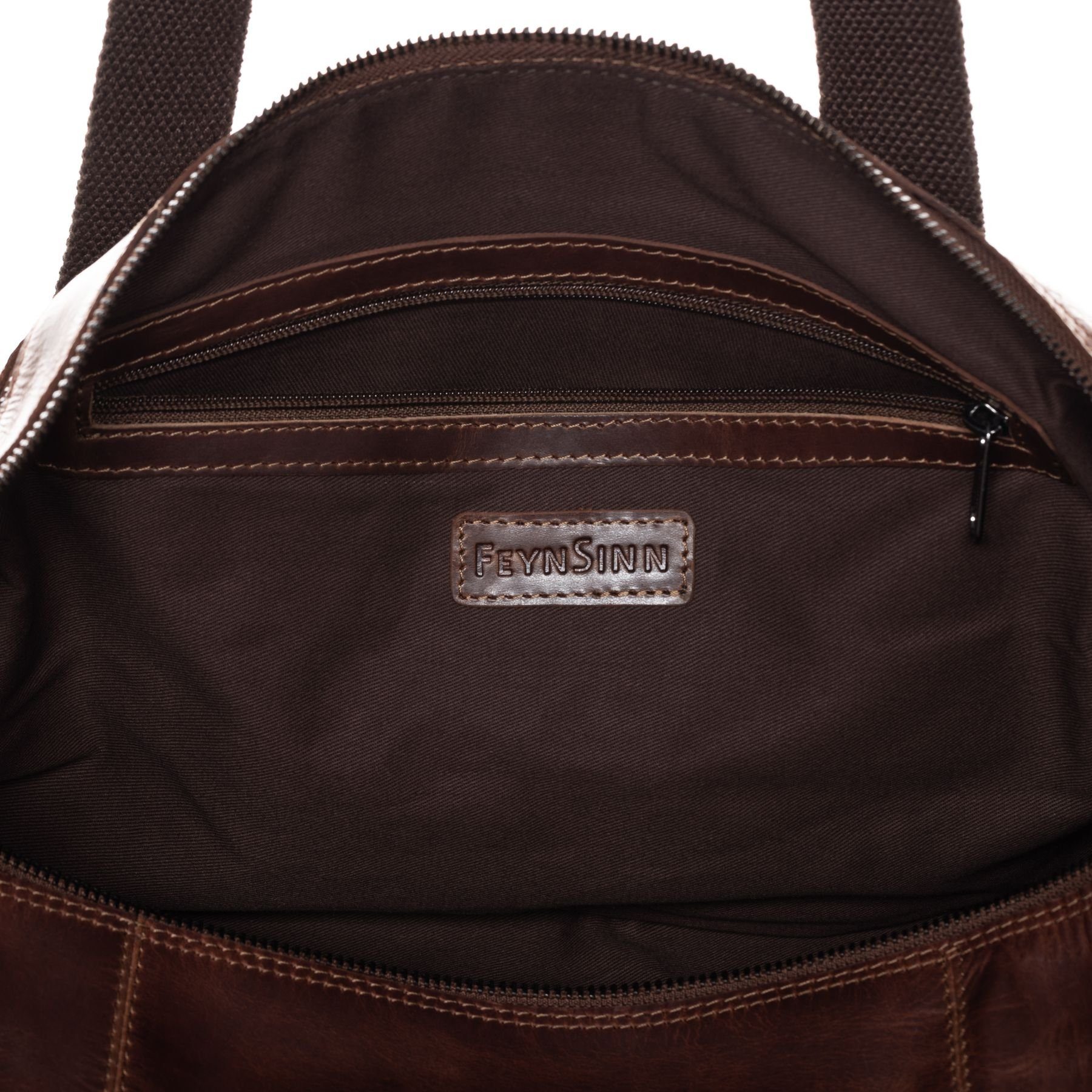 FEYNSINN Reisetasche Leder Weekender Unisex FINLAY, Echtleder Reisegepäck für Damen & Herren, Sporttasche XL braun-cognac