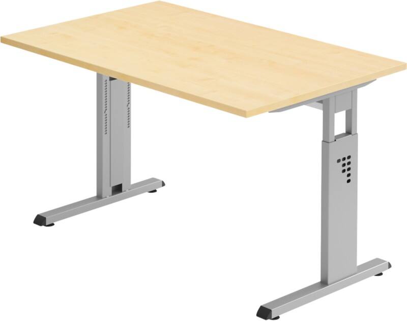Hammerbacher Matrix Höhenverstellbar Schreibtisch Rechteckig Ahorn Aluminium, Holz, Kunststoff, Spanplatte C-Fuß 1.200 x 800 x 850 mm