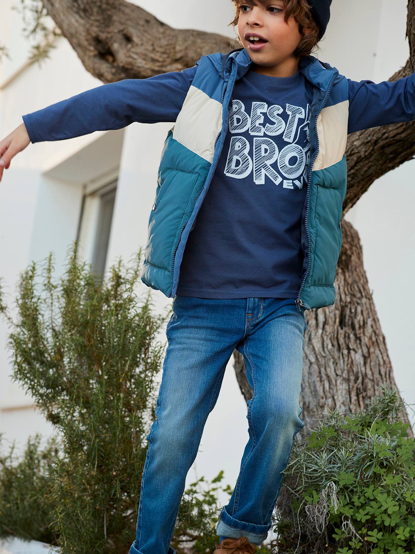 Vertbaudet Jungen Straight-Fit-Jeans WATERLESS, Hüftweite COMFORT Oeko Tex - blue stone