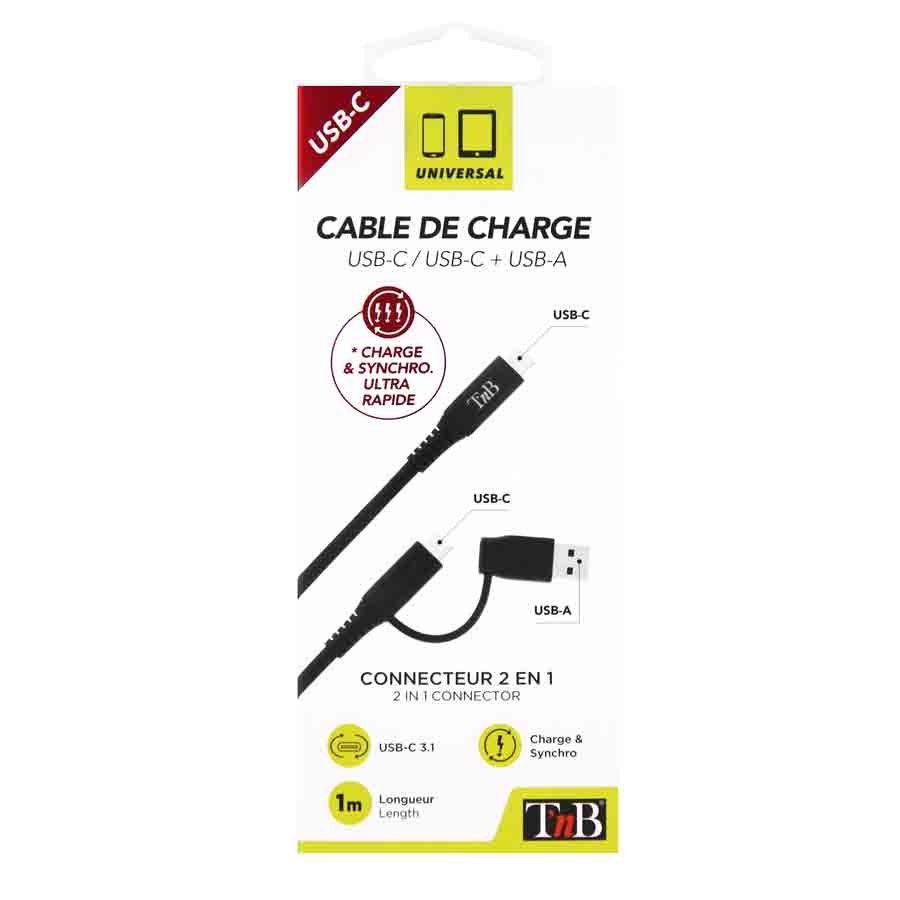 USB-C/ USB-A Kabel, 1 m, von t'nb, 1 Stück - ATU