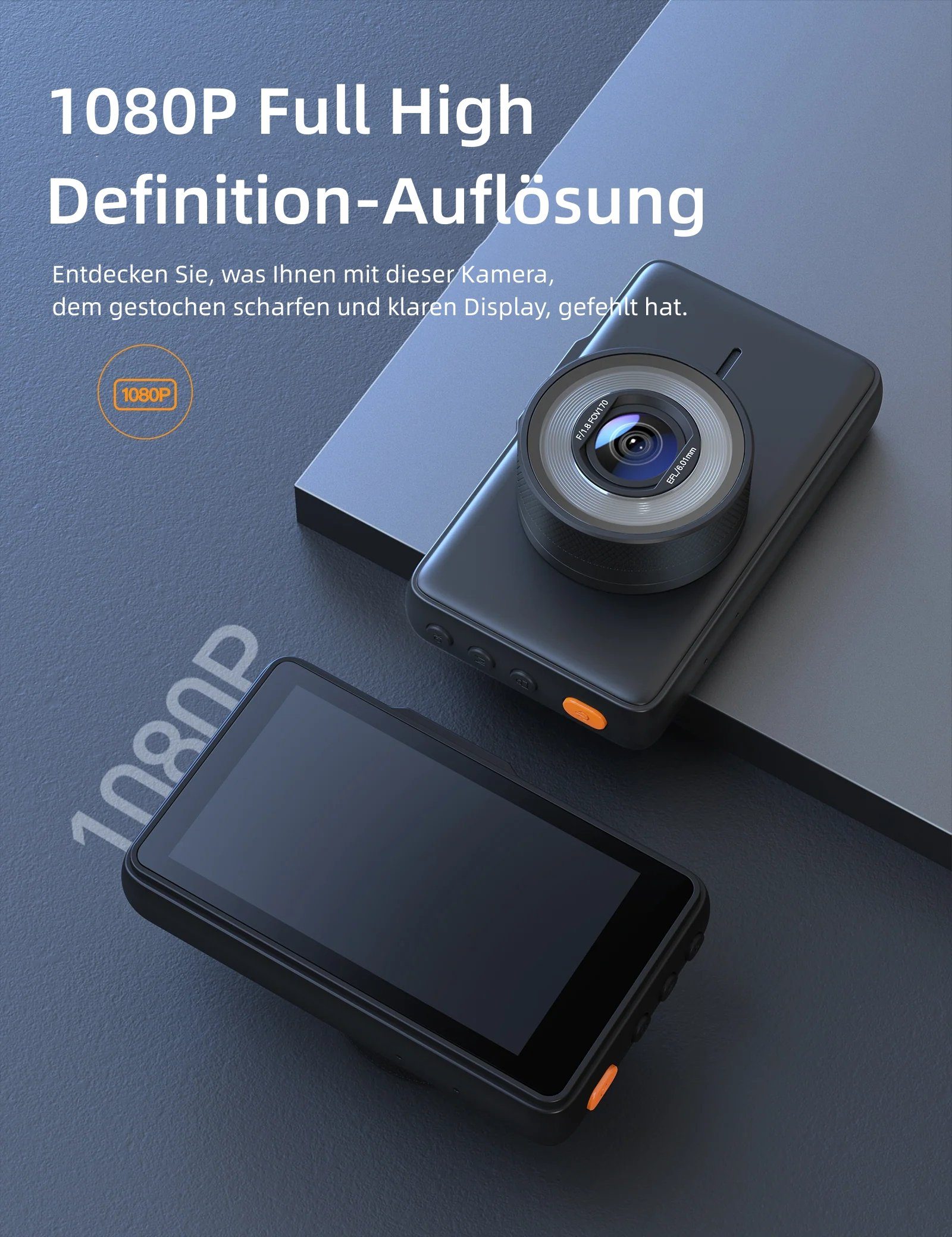 Apeman C450A Full HD 1080P Dashcam (Full HD, Nachtsicht, 3-Zoll-LCD-Bildschirm, 170° Ultraweitwinkel, G-Sensoren)