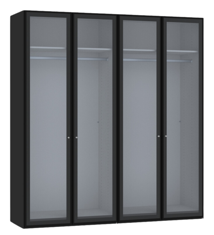 Jutzler 4-trg Drehtürenschrank Longline Rauchglas 203 x 220 cm