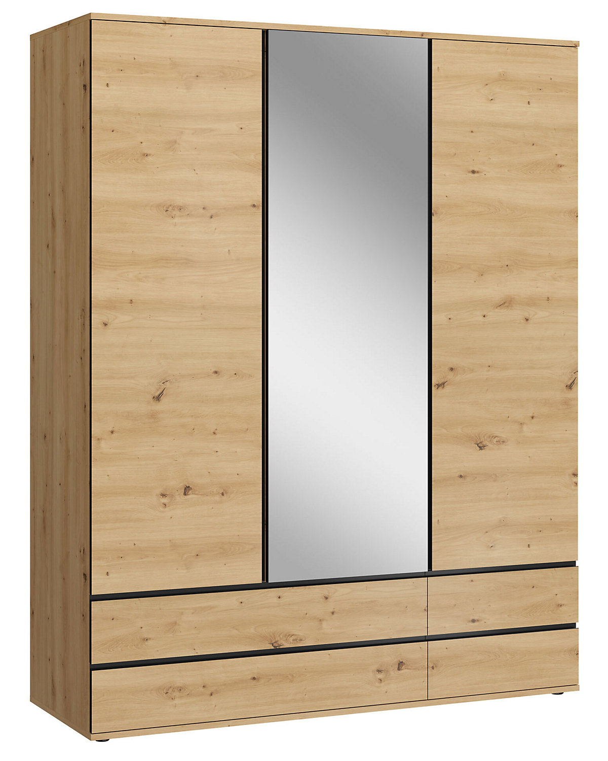 Kleiderschrank Naxos Drehtürenschrank Spiegel 165cm artisan eiche schwarz matt