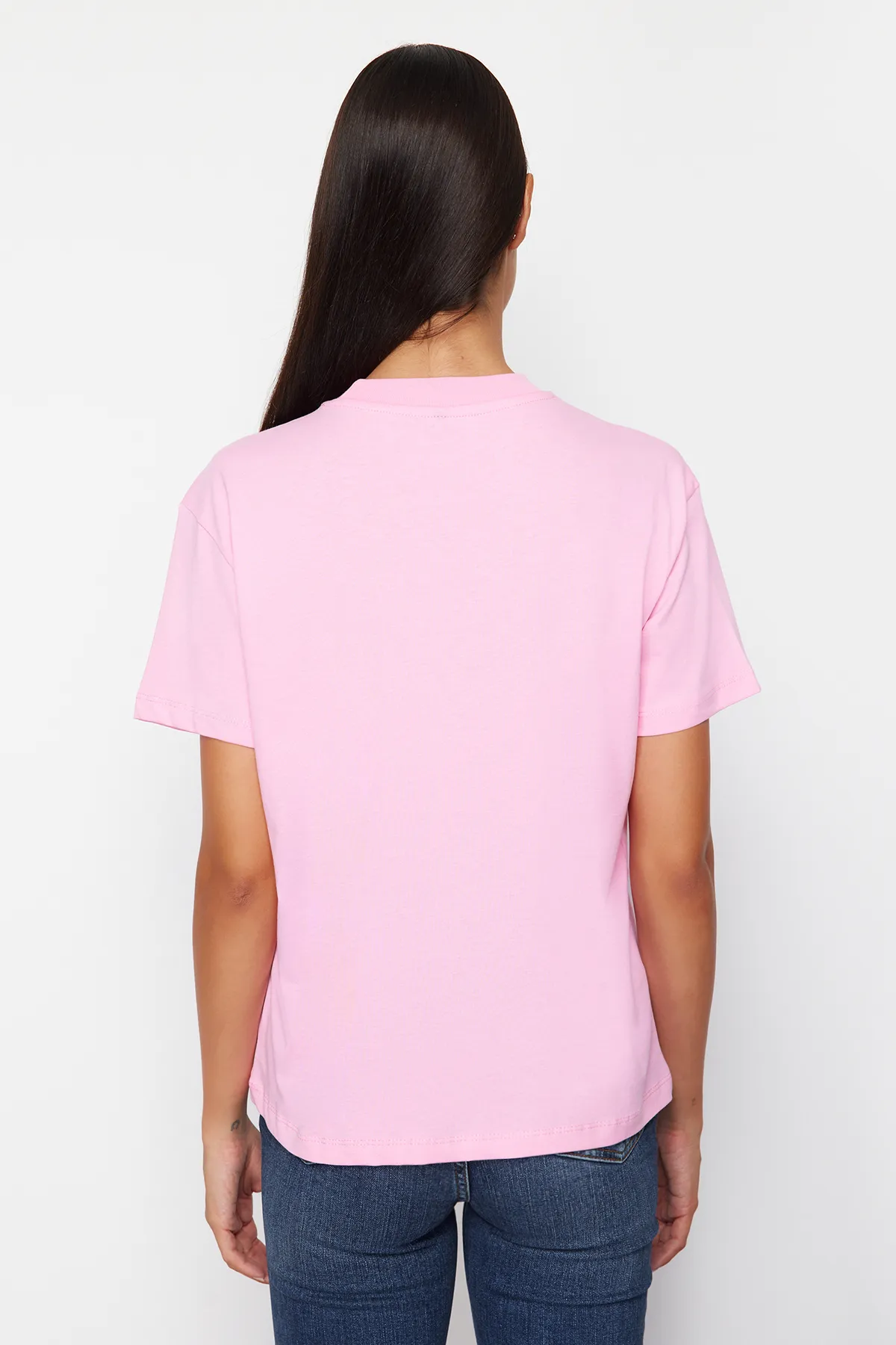 Trendyol Collection  Rosa-schwarzes 2er-Pack 100% Baumwolle Basic Stehkragen Strick TWOSS20TS1500